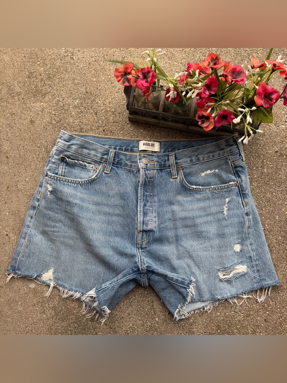 Agolde Distressed Jean Shorts Size 31